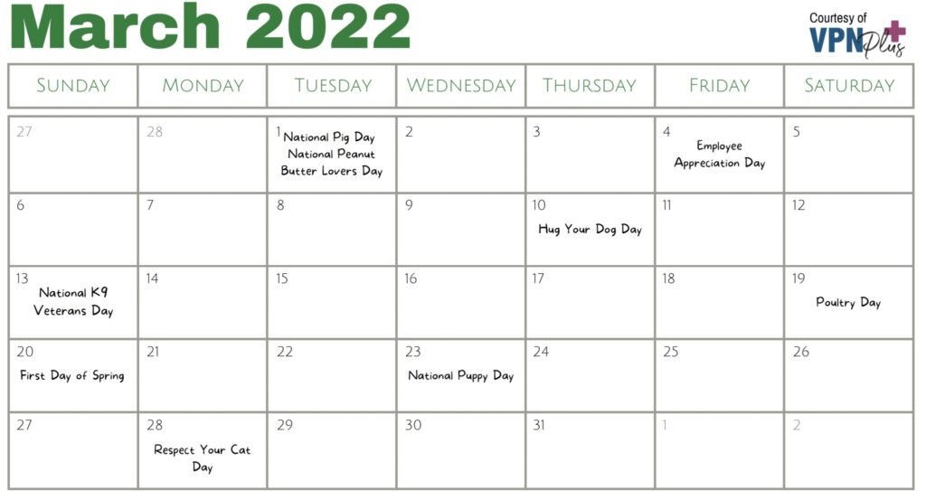 Animal-related holidays in March