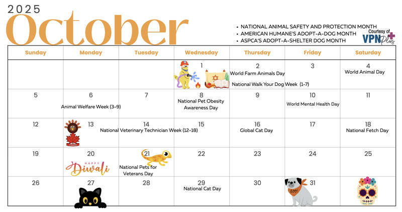 October pet- and vet-related holidays