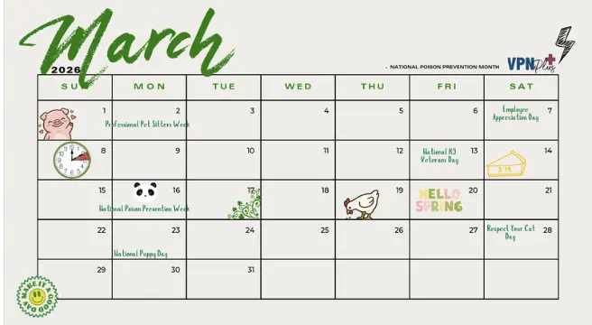 March pet- and vet-related holidays