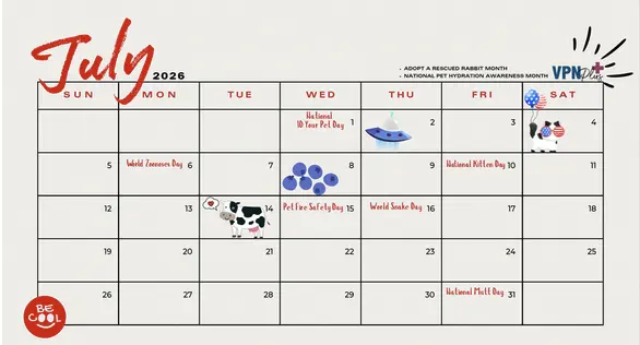 July animal-related holidays — from specific days to the whole month
