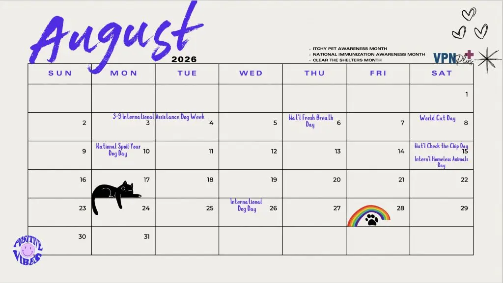 August pet-related holidays -- from specific days to the whole month!