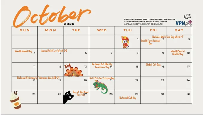 October pet- and vet-related holidays